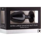 Ouch! Siliconen Buttplug met Diamant -Extra Large - Zwart