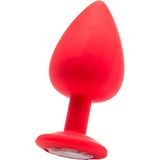Ouch! Siliconen Buttplug met Diamant -Extra Large - Rood