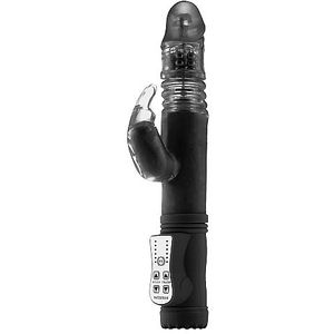 Stotende Rabbit Vibrator met Roterende Parels - Zwart