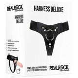 RealRock – Kunstlederen Voorbind Harnas met 2 Verschillende Ringen - Zwart