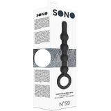 Sono – Anale Beads Kralen met Metalen Retour Ring in Rechthoekige Vorm voor Anaal Genot - Zwart