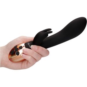 Elegance Opulent Oplaadbare Rabbit Vibrator met Verwarmingsfunctie - Zwart