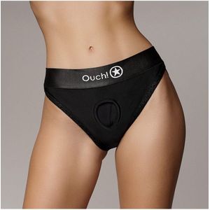 Shots - Ouch! OU828BLKXSS1 - Vibrating Strap-on Hipster - Black - XS/S