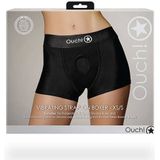 Shots - Ouch! OU825BLKXSS1 - Vibrating Strap-on Boxer - Black - XS/S