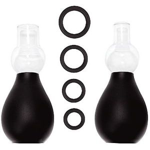Ouch! Tepel Pomp Set met Ringen voor Verlenging Harde Tepels – Zwart