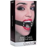 Ouch! – Ring Gag Mond Knevel met Open Ring voor Speeltjes of Vlees – Zwart