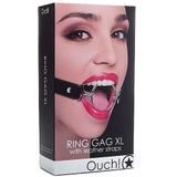 Ouch! – Ring Gag Open Mond Knevel met Verstelbare Riem Maat XL - Zwart