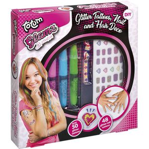 Totum Glamz Nagel Deco Tattoo en Haar Accessoire Fashion en Beauty set Kinder Make Up
