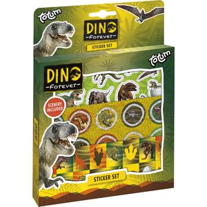 Totum Dino stickers dinosaurus stickerset - 3 vellen en speelachtergrond