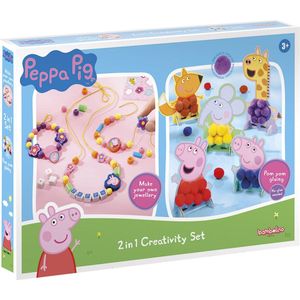 Peppa Pig 2 In 1 Knutselset - Knutselen Armbandjes Maken en Pompom Creatief Speelgoed