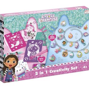 Gabby’s Poppenhuis Totum 2-in-1 set glitter bedelarmbandjes maken blaaspennen en sjablonen Gabby’s Dollhouse creatief speelgoed