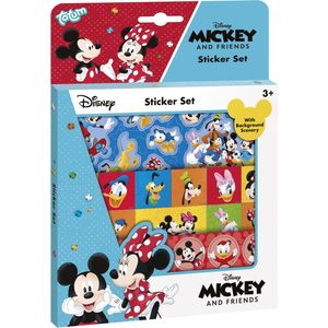 Totum Disney Mickey & Minnie Mouse stickers incl Donald Duck, 3 vellen en speelachtergrond