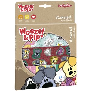 Woezel & Pip stickers, 3 stickervellen met speelachtergrond, creatief speelgoed - Bambolino Toys