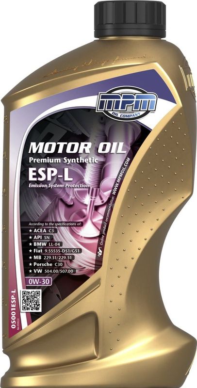MPM Motorolie 0W30 ESP-L volledig synthetisch - 1 liter