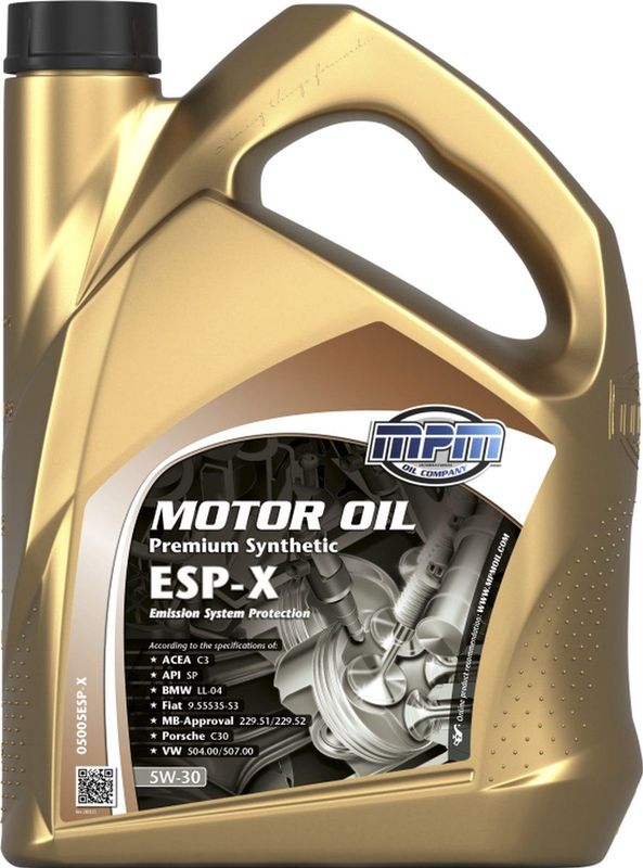 MPM - PREMIUM SYNTHETIC ESP-X - Motorolie - 5 Liter - Volledig Synthetisch - SAE 5W-30