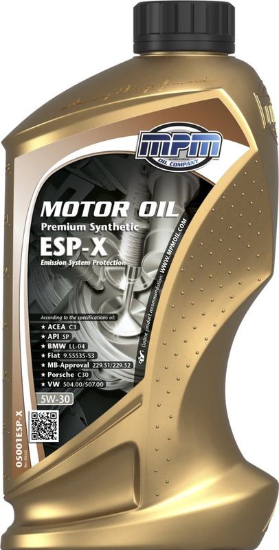 MPM - PREMIUM SYNTHETIC ESP-X - Motorolie - 1 Liter - Volledig Synthetisch - SAE 5W-30