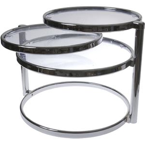 LEITMOTIV Tafel Swivel Double - Glas met Staal, Chroom - 48x58x50cm - zilver Staal 8714302100369