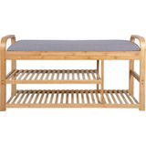 Bankje - Arch Double Shelf - Bamboe - Grijze stof