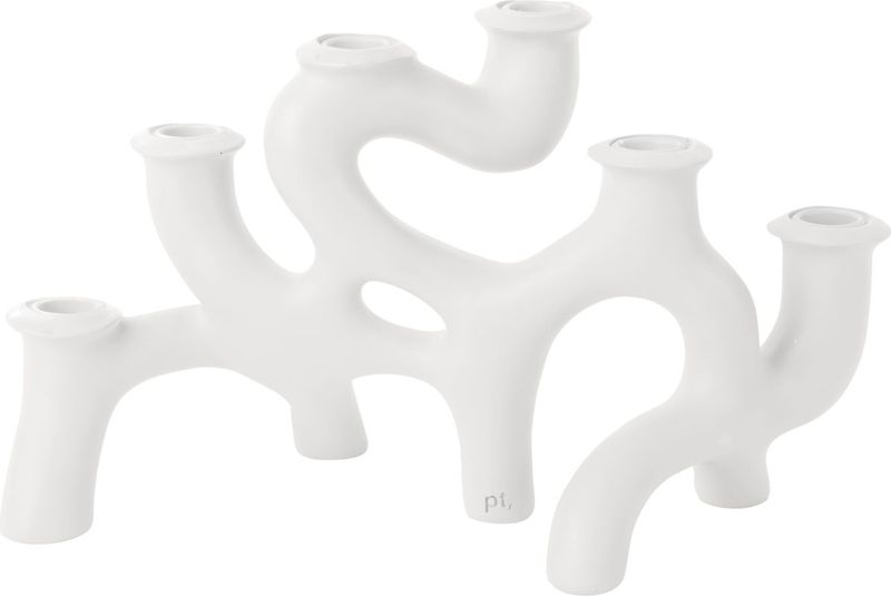 Present Time Kandelaar Swirls - Wit - 20x14,5x35cm - Scandinavisch,Modern