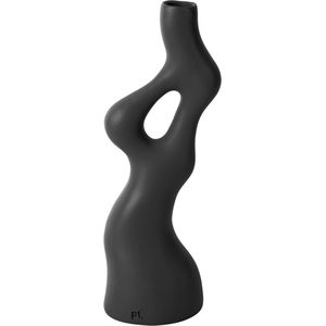 Present Time Vaas Organic Swirls - Zwart - 12,5x10,5x33cm - Scandinavisch,Modern
