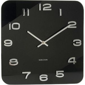 Wandklok Vintage - Zwart Glas - 35x35cm