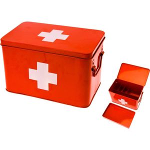 PT Medicine Medicine, opbergdoos, doos, medicijndoos, metaal, rood, large