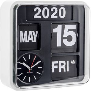 KARLSSON KA5364WH - Mini-wandklok met kalender - Folding Display - Wit