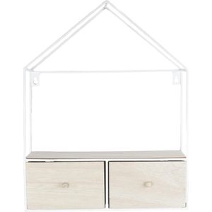 Present Time Wandkast House - Wit, Houten lades - 34x12,5x43cm - 8714302608230