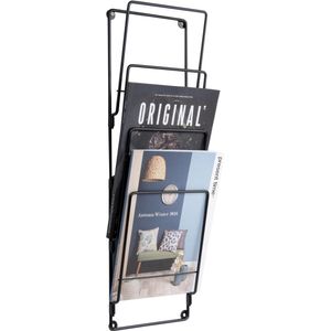 Present Time Tijdschriftenrek Wire - Staal Mat Zwart - 60x19cm - Scandinavisch