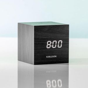 Karlsson - Mini Cube - Wekker - Zwart - Fineer - LED-index