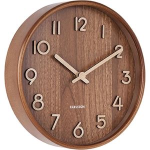 Karlsson Pure Wandklok Lindenhout Diameter 22 Donkerbruin
