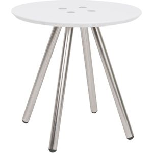LEITMOTIV Side table Sliced - Wit, satijn finish poten - 40x40cm - wit Staal 8714302660566