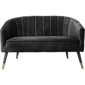 Leitmotiv Bank Royal - Velvet Zwart - 128x71x80cm - Scandinavisch