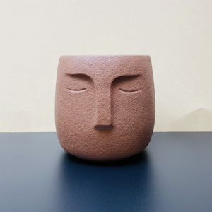 Bloempotten - Plant pot - Face cement -  Bruin - pot - vaas -