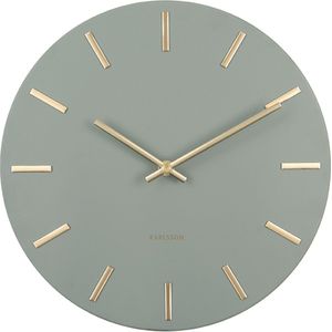 Wandklok Charm Staal Jungle Groen met Gouden wijzers Small Ø30cm