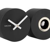 Wall clock Duo Cuckoo matt black
