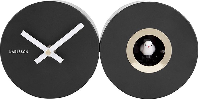 Wall clock Duo Cuckoo matt black