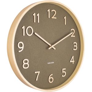 Wall clock Pure wood grain moss green