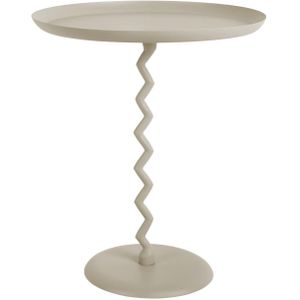 Leitmotiv Bijzettafel Zig Zag - Warmgrijs - Ø44cm - Rond - IJzer - Kleine tafel - Salontafel - Nachtkastje - Banktafel - Geschikt voor woonkamer & Slaapkamer