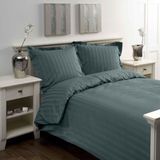 Papillon Uni Satijn Streep - dekbedovertrek - tweepersoons - 200 x 200/220 - Donkergroen
