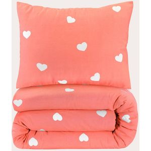 Dekbedovertrek - Kinderbed - 120x150 cm - Polyester-Katoen - Hartjes