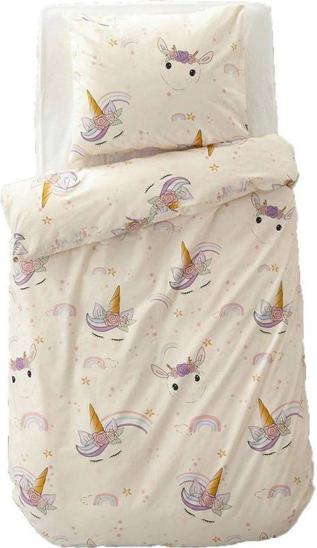 W - Unicorn - Dekbedovertrek - Multicolor - Katoen-Polyester - Peuter