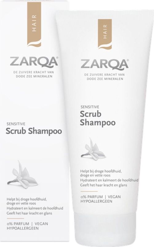 Zarqa - Scrub Shampoo Sensitive - 200 ml - Hypoallergeen - Dode Zee Mineralen