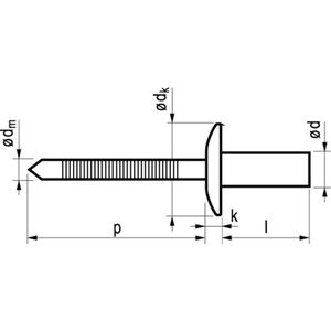 Popnagel Rvs/Rvs 1261 Dicht 4,8X16Mm 500