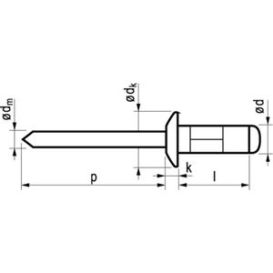 Masterfix blindklinknagel 4.0x10mm - platbolkop (Per 500 stuks)