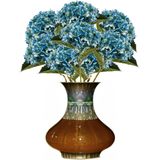 Emerald Kunstbloem hortensia tak - Annabelle - 52 cm - blauw - Kunst zijdebloem - Hydrangea