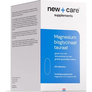 New Care Magnesium bisglycinaat tauraat - voor het zenuwstelsel - 120 tabletten - NZVT - vegan