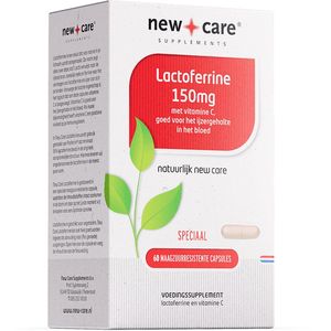 New Care Lactoferrine 150mg - voor een goed ijzergehalte - lichaamseigen eiwit - 60 capsules - vegetarisch