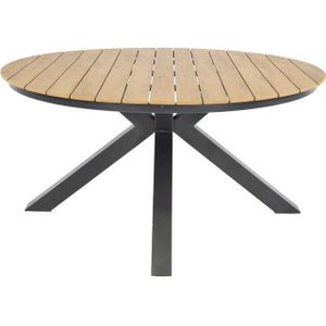Lesli Living Arezzo dining tuintafel | aluminium + polywood | Natural Wood | 150cm rond