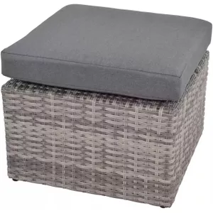 VidaXL Tuinvoetenbank Met Kussen - Poly Rattan Grijs - 55x55x32 Cm - Modulair En Weerbestendig - Max 110kg